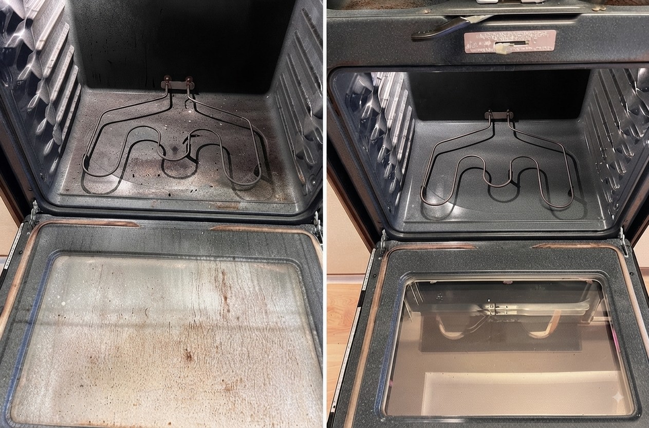 Real before and after: oven deep clean by White Glove America