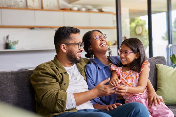 Family enjoying free time at home
